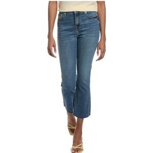 7 For All Mankind Felicity High Waist Slim Kick Jean 30‎ Medium Blue Frayed Hem